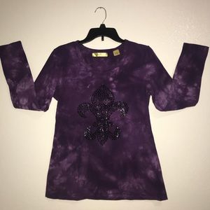 Weatherproof purple long sleeve tie dyed top